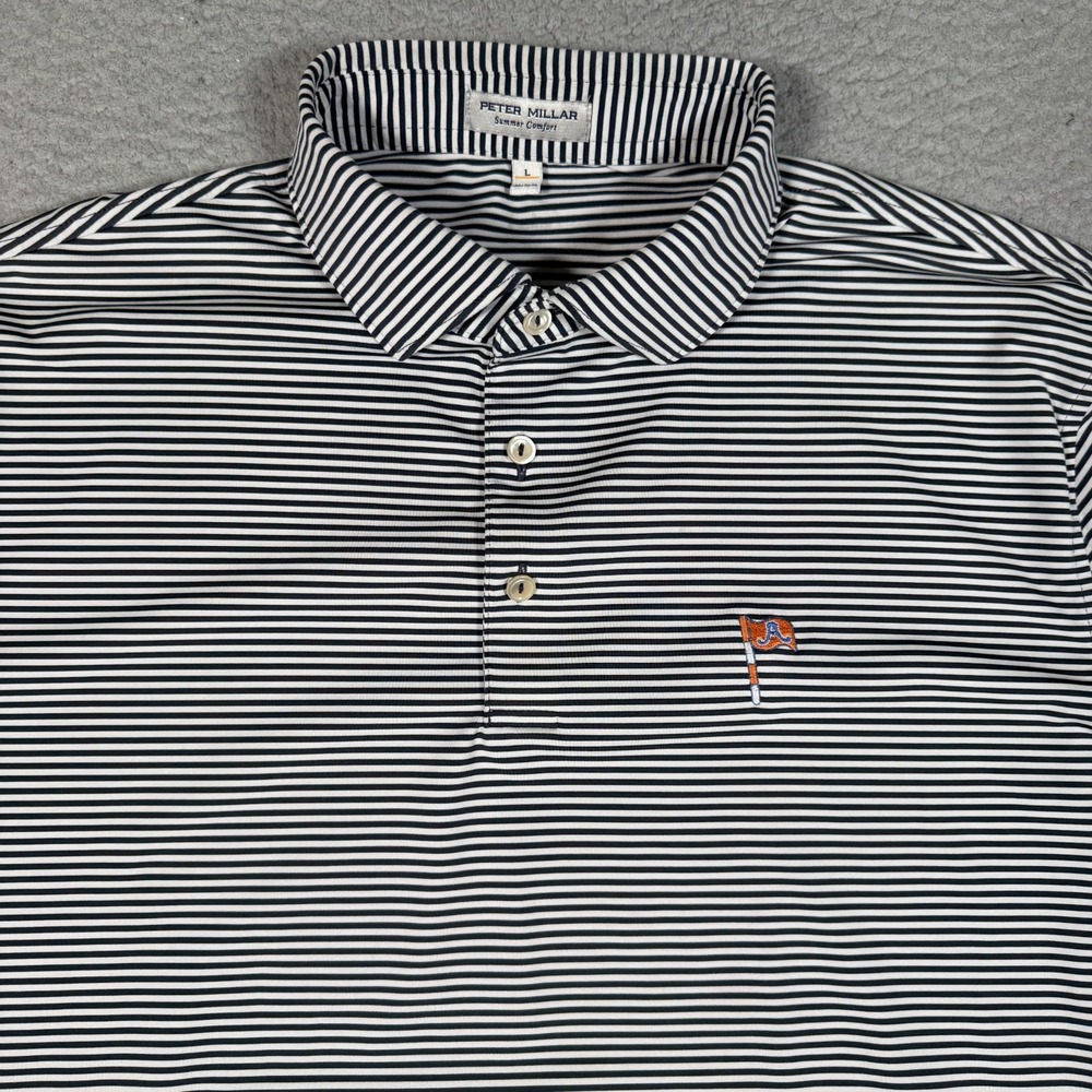 Peter Millar Shirt Mens Large Striped Summer Comfort Golf Polo Casual Stretch